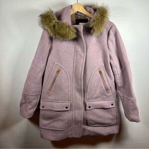 J. Crew Pink/ Purple Chateau Parka with Faux Fur Trim